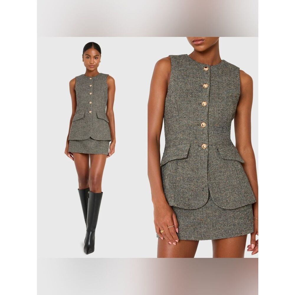 NWT Amanda Uprichard Serena Romper in Black Multi tweed